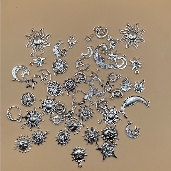 Silver Sun and Moon Charms - Picture 2 of 5